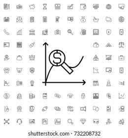 Money line graph icon. set of outline finance icons.