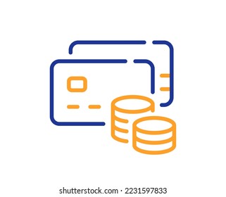 Money line icon. Credit card sign. Cash coins symbol. Colorful thin line outline concept. Linear style money icon. Editable stroke. Vector