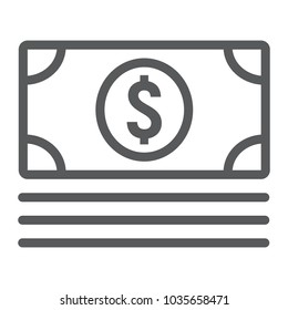Money line icon, e commerce and marketing, dollar sign vector graphics, a linear pattern on a white background, eps 10.