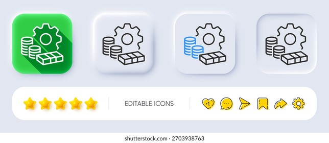 Money line icon. Neumorphic, Flat shadow, 3d buttons. Transfer payment sign. Bank account maintenance symbol. Line money icon. Social media icons. Vector