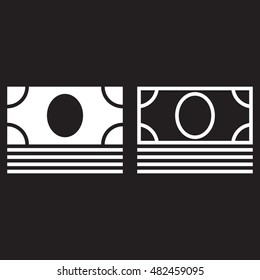 money line icon, outline and solid vector banknote sign, linear and full pictogram isolated on black, logo illustration