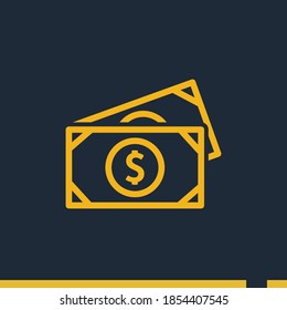 Icono de línea de dinero, ilustración del vector de contorno.