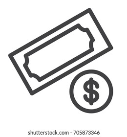 Money line icon, outline vector sign, linear style pictogram isolated on white. Symbol, logo illustration. Editable stroke. Pixel perfect graphics