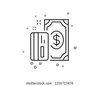 Money line icon. Payment methods sign. Credit card symbol. Geometric shapes. Random cross elements. Linear Payment icon design. Vector