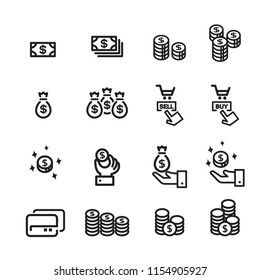 money line icon set 