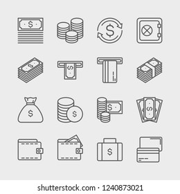 Money line icon set