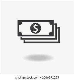 Money. Line Icon Vector. Payment system. Coins and Dollar cent Sign isolated on white background. Flat design style. Business concept.