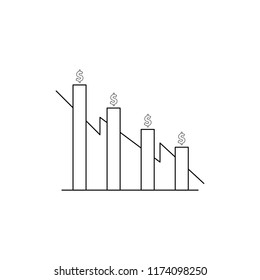 Money. Line Icon Vector. Payment system. Coins and Dollar cent Sign isolated on white background. Flat design style. Business concept.