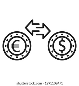 Money. Line Icon Vector. Payment system. Coins and Dollar cent Sign isolated on white background. Flat design style. Business concept.