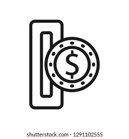 Money. Line Icon Vector. Payment system. Coins and Dollar cent Sign isolated on white background. Flat design style. Business concept.