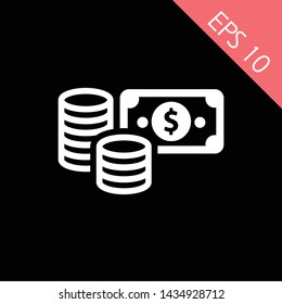 Money. Line Icon Vector. Payment system. Coins and Dollar cent Sign isolated on white background. Flat design style. Business concept. EPS 10, Premium. - Vektör
