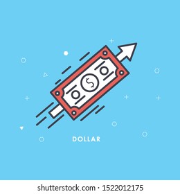 
Money. Line Icon Vector. Payment system. Coins and Dollar cent Sign isolated on white background. Flat design style. Business concept.