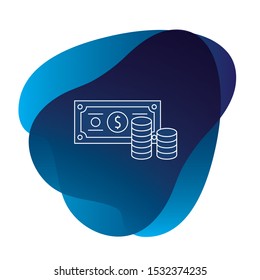 
Money. Line Icon Vector. Payment system. Coins and Dollar cent Sign isolated on white background. Flat design style. Business concept