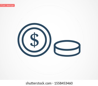 Money Line Icon Vector. Payment system. Coins and Dollar cent Sign isolated on white background Money Line Icon Vector. Flat design style. Money Line Icon Vector Business concept.