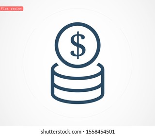 Money Line Icon Vector. Payment system. Coins and Dollar cent Sign isolated on white background Money Line Icon Vector. Flat design style. Money Line Icon Vector Business concept.