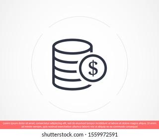 Money Line Icon Vector. Payment system. Coins and Dollar cent Sign isolated on white background Money Line Icon Vector. Flat design style. Money Line Icon Vector Business concept.