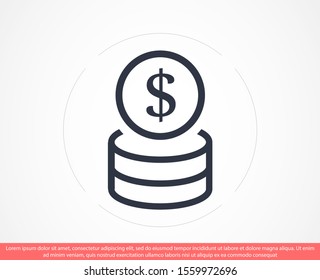 Money Line Icon Vector. Payment system. Coins and Dollar cent Sign isolated on white background Money Line Icon Vector. Flat design style. Money Line Icon Vector Business concept.
