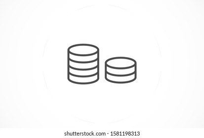 Money Line Icon Vector. Payment system. Coins and Dollar cent Sign isolated on white background Money Line Icon Vector. Flat design style. Money Line Icon Vector Business concept.