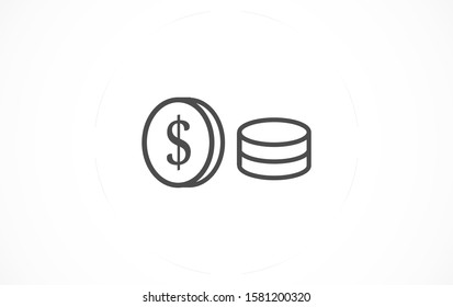 Money Line Icon Vector. Payment system. Coins and Dollar cent Sign isolated on white background Money Line Icon Vector. Flat design style. Money Line Icon Vector Business concept.