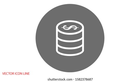 Money Line Icon Vector. Payment system. Coins and Dollar cent Sign isolated on white background Money Line Icon Vector. Flat design style. Money Line Icon Vector Business concept.