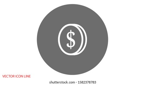 Money Line Icon Vector. Payment system. Coins and Dollar cent Sign isolated on white background Money Line Icon Vector. Flat design style. Money Line Icon Vector Business concept.