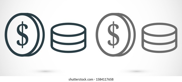 Money Line Icon Vector. Payment system. Coins and Dollar cent Sign isolated on white background Money Line Icon Vector. Flat design style. Money Line Icon Vector Business concept.
