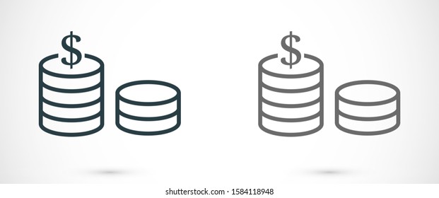 Money Line Icon Vector. Payment system. Coins and Dollar cent Sign isolated on white background Money Line Icon Vector. Flat design style. Money Line Icon Vector Business concept.