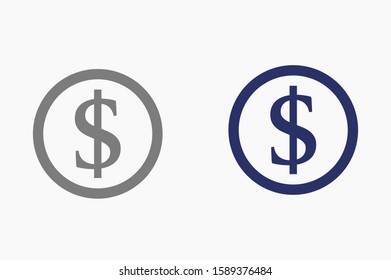 Money Line Icon Vector. Payment system. Coins and Dollar cent Sign isolated on white background.Money Line Icon VectorFlat design style.Money Line Icon Vector Business concept oin