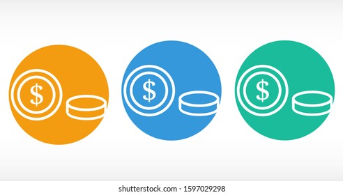 Money Line Icon Vector. Payment system. Coins and Dollar cent Sign isolated on white background Money Line Icon Vector. Flat design style. Money Line Icon Vector Business concept.