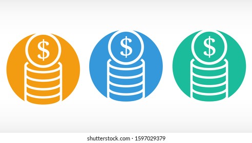 Money Line Icon Vector. Payment system. Coins and Dollar cent Sign isolated on white background Money Line Icon Vector. Flat design style. Money Line Icon Vector Business concept.