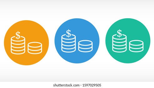 Money Line Icon Vector. Payment system. Coins and Dollar cent Sign isolated on white background Money Line Icon Vector. Flat design style. Money Line Icon Vector Business concept.