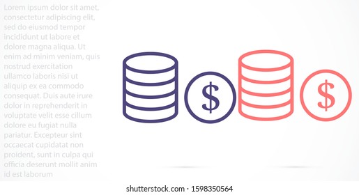 Money Line Icon Vector. Payment system. Coins and Dollar cent Sign isolated on white background Money Line Icon Vector. Flat design style. Money Line Icon Vector Business concept.