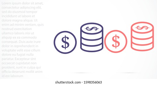 Money Line Icon Vector. Payment system. Coins and Dollar cent Sign isolated on white background Money Line Icon Vector. Flat design style. Money Line Icon Vector Business concept.