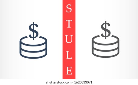 Money Line Icon Vector. Payment system. Coins and Dollar cent Sign isolated on white background Money Line Icon Vector. Flat design style. Money Line Icon Vector Business concept.
