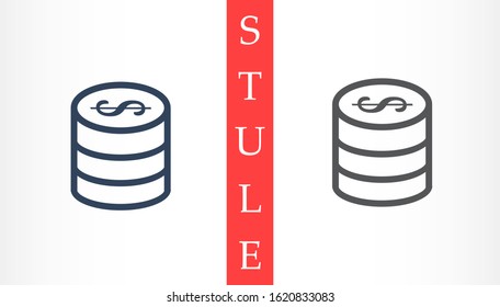 Money Line Icon Vector. Payment system. Coins and Dollar cent Sign isolated on white background Money Line Icon Vector. Flat design style. Money Line Icon Vector Business concept.