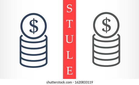 Money Line Icon Vector. Payment system. Coins and Dollar cent Sign isolated on white background Money Line Icon Vector. Flat design style. Money Line Icon Vector Business concept.