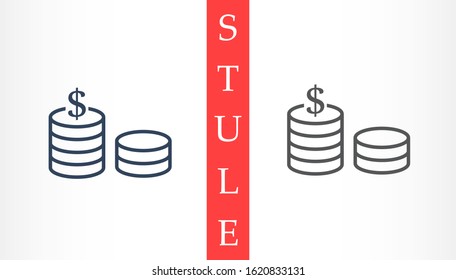 Money Line Icon Vector. Payment system. Coins and Dollar cent Sign isolated on white background Money Line Icon Vector. Flat design style. Money Line Icon Vector Business concept.