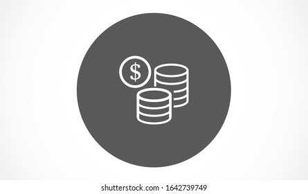 Money Line Icon Vector. Payment system. Coins and Dollar cent Sign isolated on white background Money Line Icon Vector. Flat design style. Money Line Icon Vector Business concept.