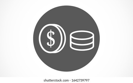 Money Line Icon Vector. Payment system. Coins and Dollar cent Sign isolated on white background Money Line Icon Vector. Flat design style. Money Line Icon Vector Business concept.