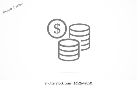 Money Line Icon Vector. Payment system. Coins and Dollar cent Sign isolated on white background Money Line Icon Vector. Flat design style. Money Line Icon Vector Business concept.