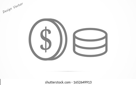 Money Line Icon Vector. Payment system. Coins and Dollar cent Sign isolated on white background Money Line Icon Vector. Flat design style. Money Line Icon Vector Business concept.