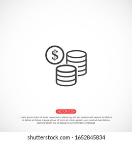 Money Line Icon Vector. Payment system. Coins and Dollar cent Sign isolated on white background Money Line Icon Vector. Flat design style. Money Line Icon Vector Business concept.