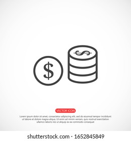 Money Line Icon Vector. Payment system. Coins and Dollar cent Sign isolated on white background Money Line Icon Vector. 