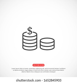 Money Line Icon Vector. Payment system. Coins and Dollar cent Sign isolated on white background Money Line Icon Vector. Flat design style. Money Line Icon Vector Business concept.