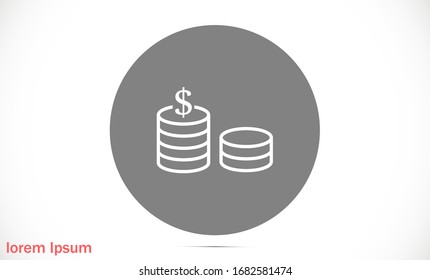 Vektorillustration der Geldlinie Zahlungssystem. Münzen und Dollar-Cent-Zeichen einzeln auf weißem Hintergrund Money Line Symbol Vektorillustration. Flaches Design. Money Line Icon Vektorillustration Business Konzept.