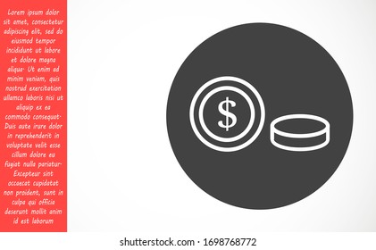 Money Line Icon Vector. Payment system. Coins and Dollar cent Sign isolated on white background Money Line Icon Vector. Flat design style. Money Line Icon Vector Business concept.