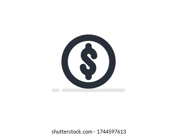 Money. Line Icon Vector. Payment system. Coin and Dollar cent Sign isolated on white background. Flat design style. Business concept.