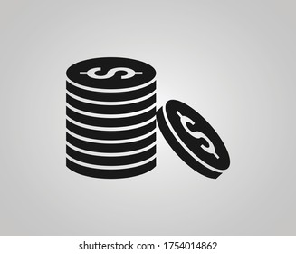 Dinero. Vector de iconos de línea. Sistema de pago. Monedas y signo de dólar aislado en fondo blanco. Diseño plano. Concepto de negocio.
