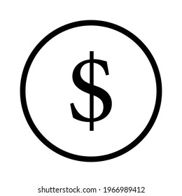 Money. Line Icon Vector. Payment system. Coins and Dollar cent Sign isolated on white background. Flat design style. Business concept.
