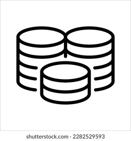 Dinero. Vector de iconos de línea. Sistema de pago. Monedas y signo de dólar aislado en fondo blanco. ilustración vectorial